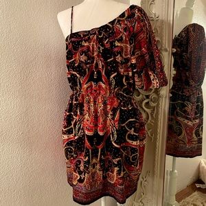 XL Paisley - One Sleeve/Off Shoulder Dress. Never Worn. No Tags.